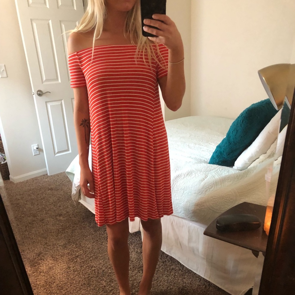 Striped off the shoulder dress